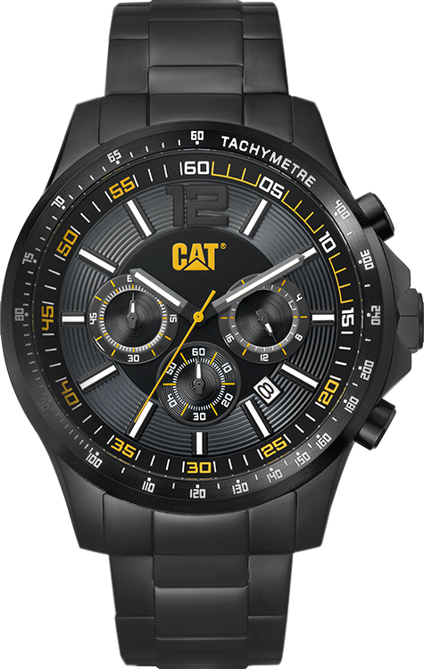 Reloj Boston Chrono con esfera negra y correa de acero inoxidable negra