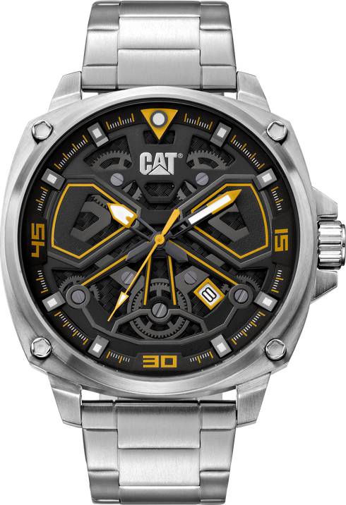 Reloj Tokyo con esfera negra y amarilla y correa de acero inoxidable
