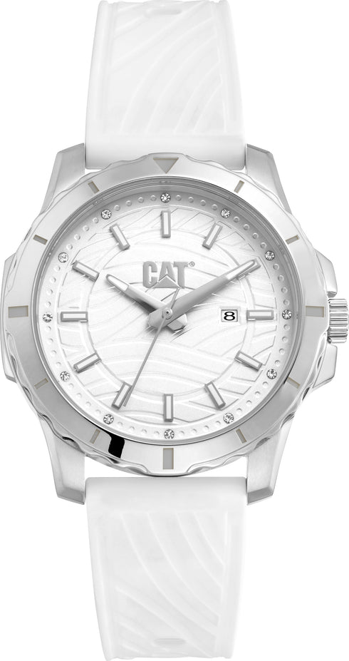 Women's Downforce Watch Silver Dial w/White Silicone Strap