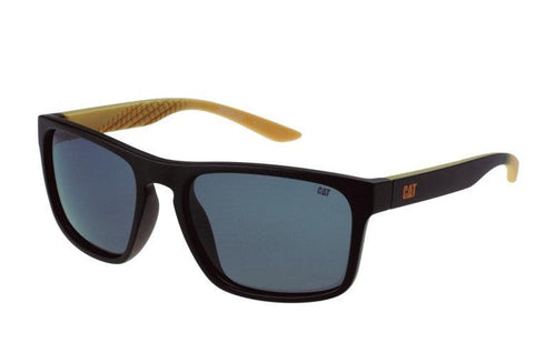 Gafas de sol con forma de huella de neumático, color negro mate y lentes ahumadas