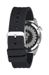 Reloj Icon de acero inoxidable con esfera negra y plateada y correa de silicona.