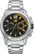 Reloj cronógrafo Big Twist 24 con esfera negra y amarilla y correa de acero inoxidable
