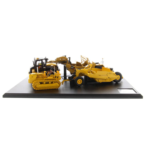1:50 621K Scraper y Cat No.70 Scraper con Tractor de Cadenas D7